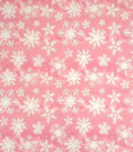 End of Bolt -Pink snowflake Christmas Cotton Fabric Snowflakes-