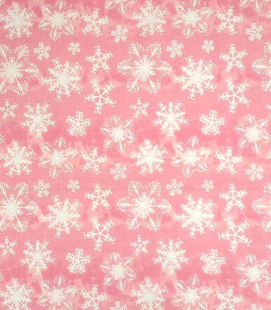 Pink snowflake Christmas Cotton Fabric Snowflakes-