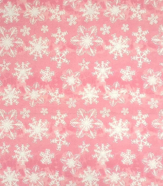 Pink snowflake Christmas Cotton Fabric Snowflakes-