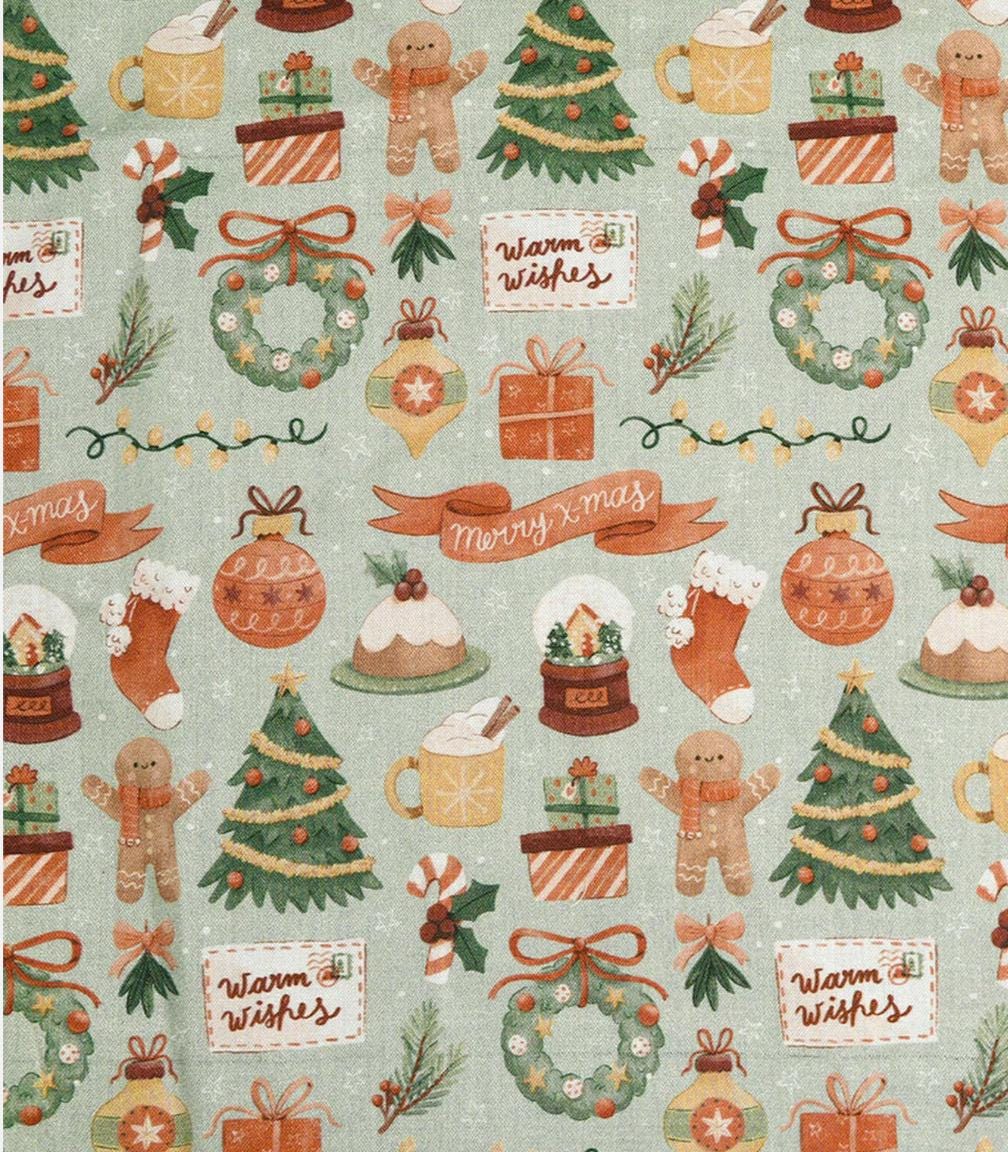 Christmas Icons cotton fabric- 100% Cotton - continuous cuts