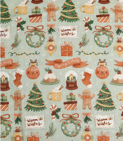Christmas Icons cotton fabric- 100% Cotton - continuous cuts