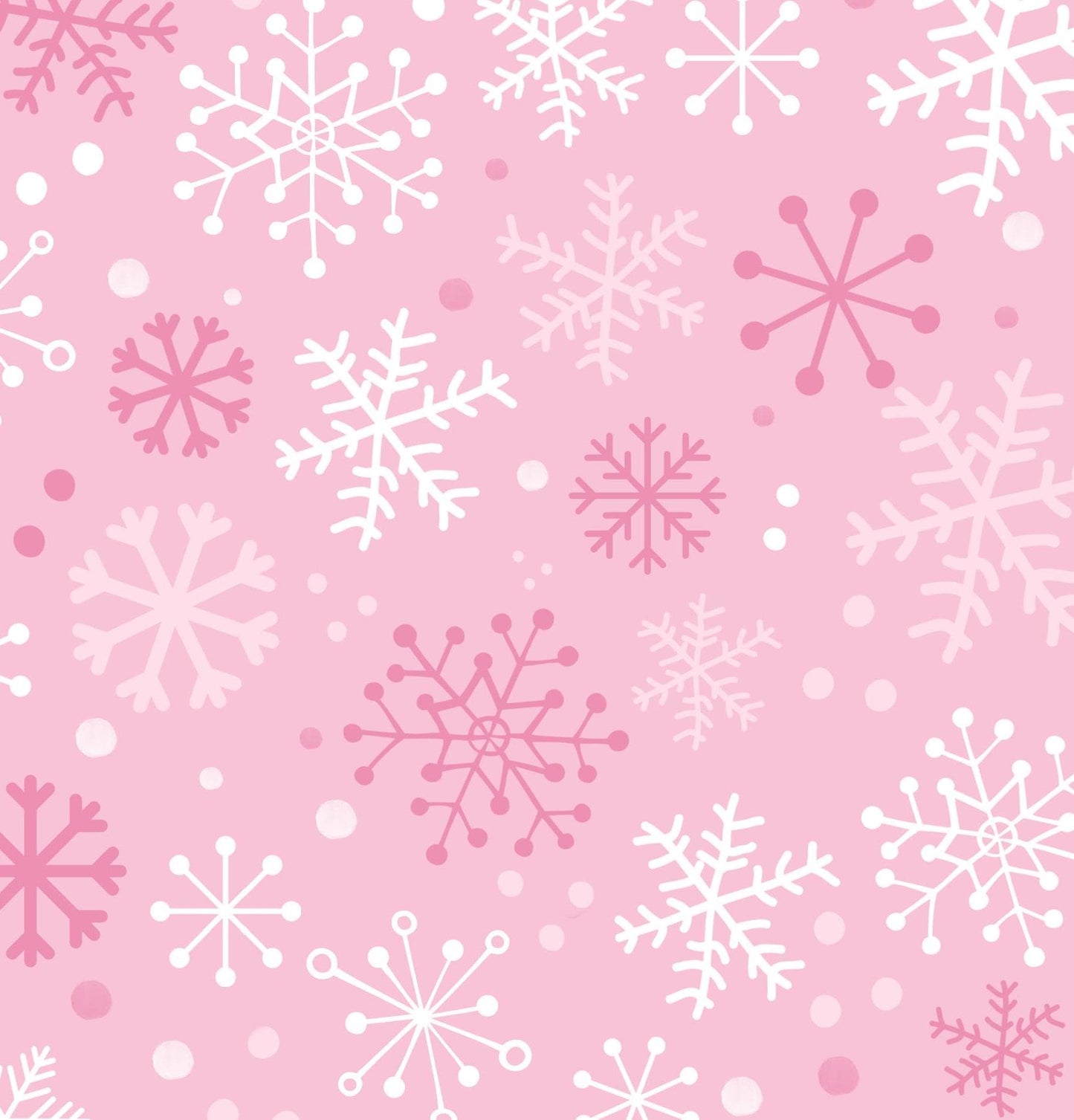 Pink Snowflakes Wonderland Christmas Cotton fabric- 100% Cotton - Continuous Cuts
