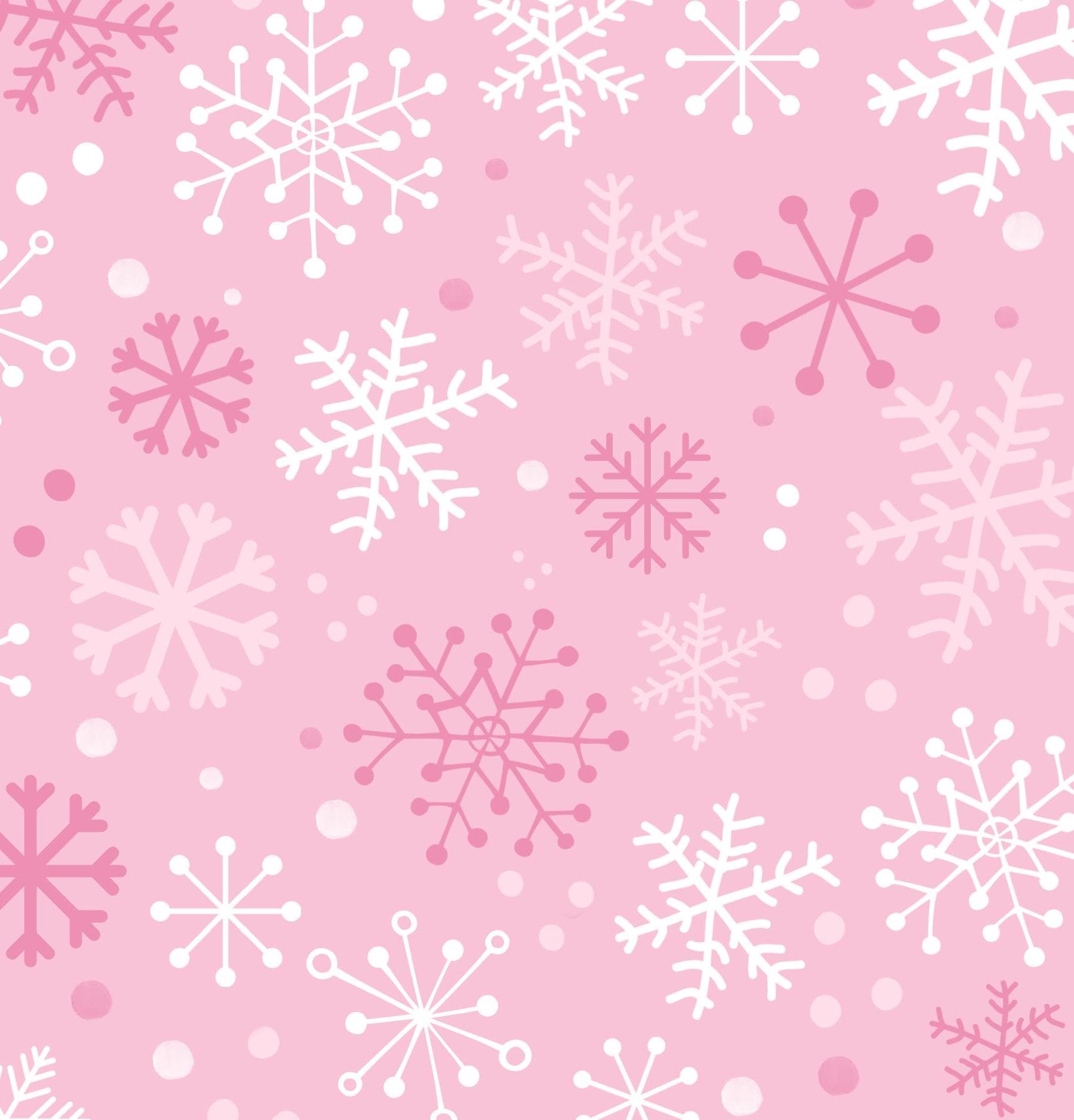 Pink Snowflakes Wonderland Christmas Cotton fabric- 100% Cotton - Continuous Cuts