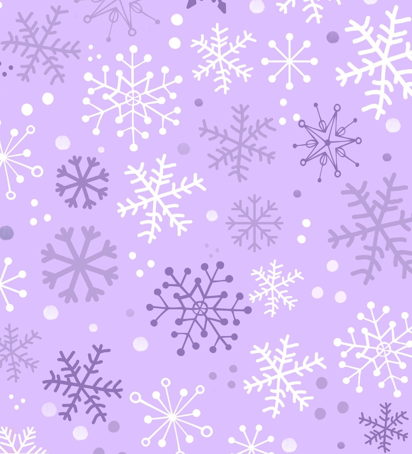 Purple Snowflakes Wonderland Christmas Cotton fabric- 100% Cotton - Continuous Cuts