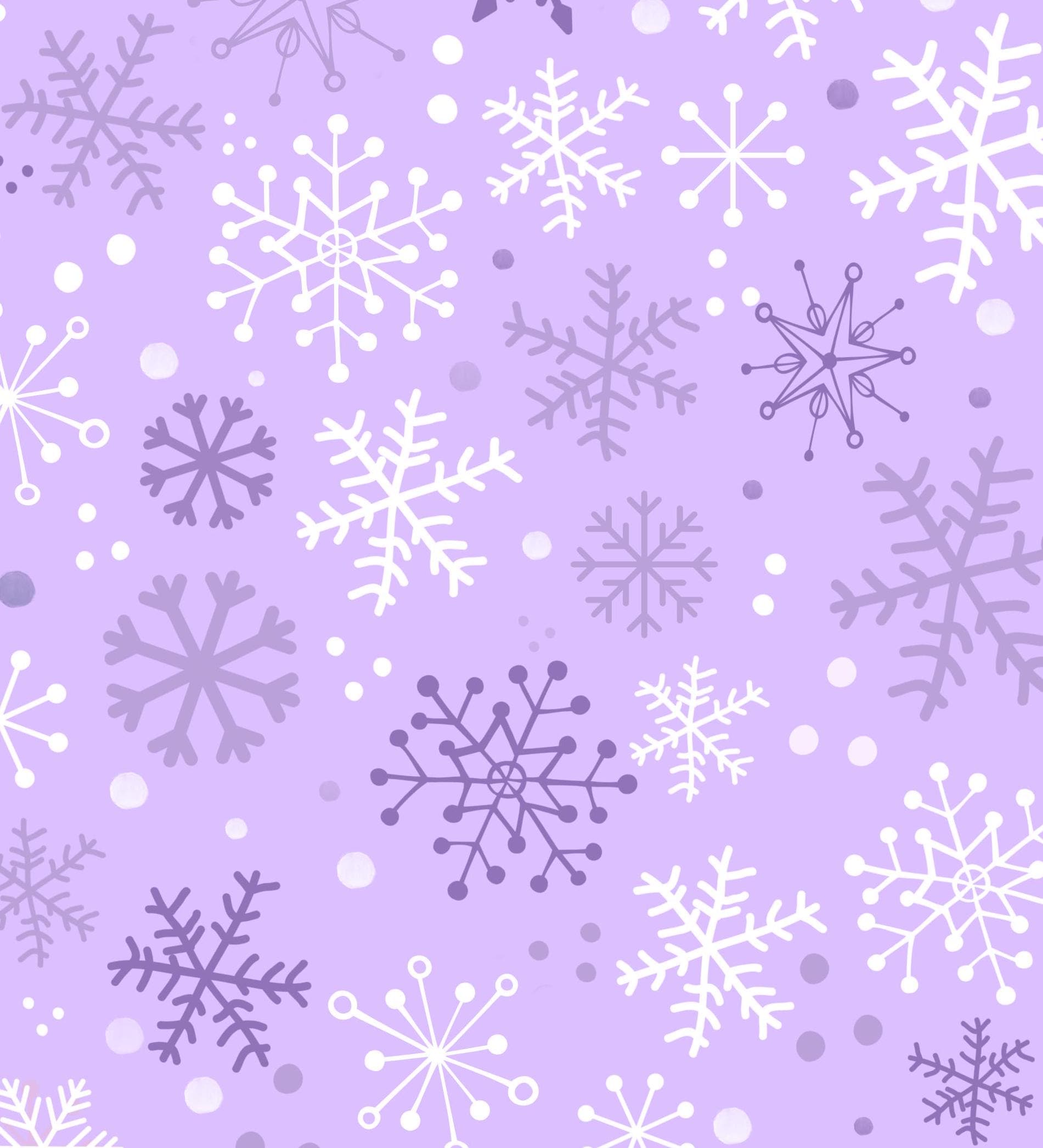 Purple Snowflakes Wonderland Christmas Cotton fabric- 100% Cotton - Continuous Cuts