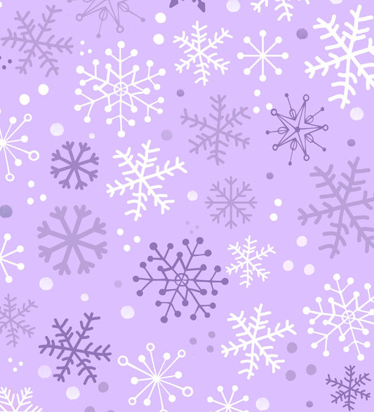Purple Snowflakes Wonderland Christmas Cotton fabric- 100% Cotton - Continuous Cuts