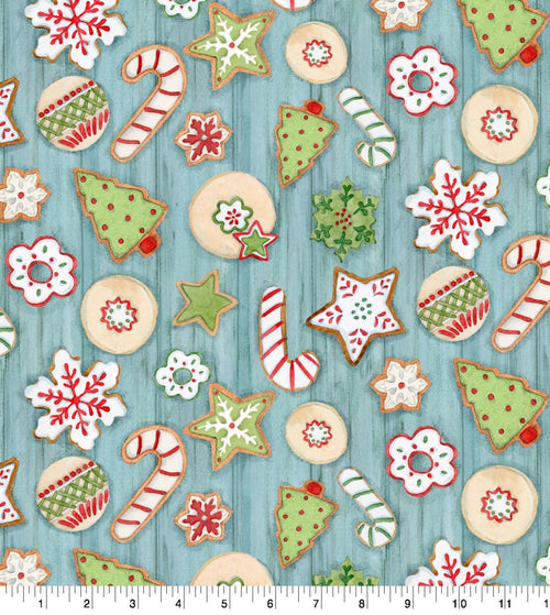 Christmas Icing cookies cotton fabric- 100% Cotton - continuous cuts