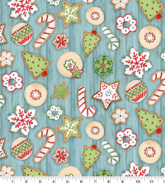 Christmas Icing cookies cotton fabric- 100% Cotton - continuous cuts