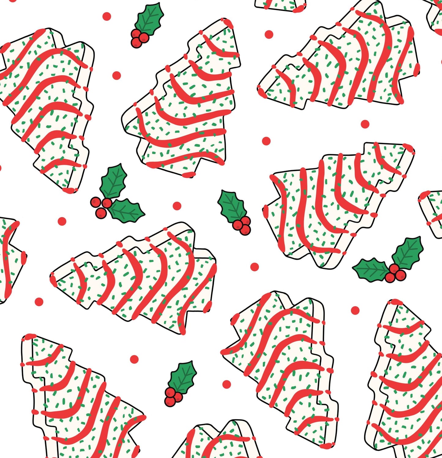 Christmas Tree Cakes Cotton fabric-100% Cotton - Continuous Cuts -Drewie Pie Fabrics