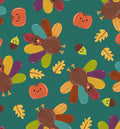 Fall Turkeys Cotton fabric - Thanksgiving- Fall- Autumn- Gobble Gobble 100% Cotton - Drewie Pie Fabrics