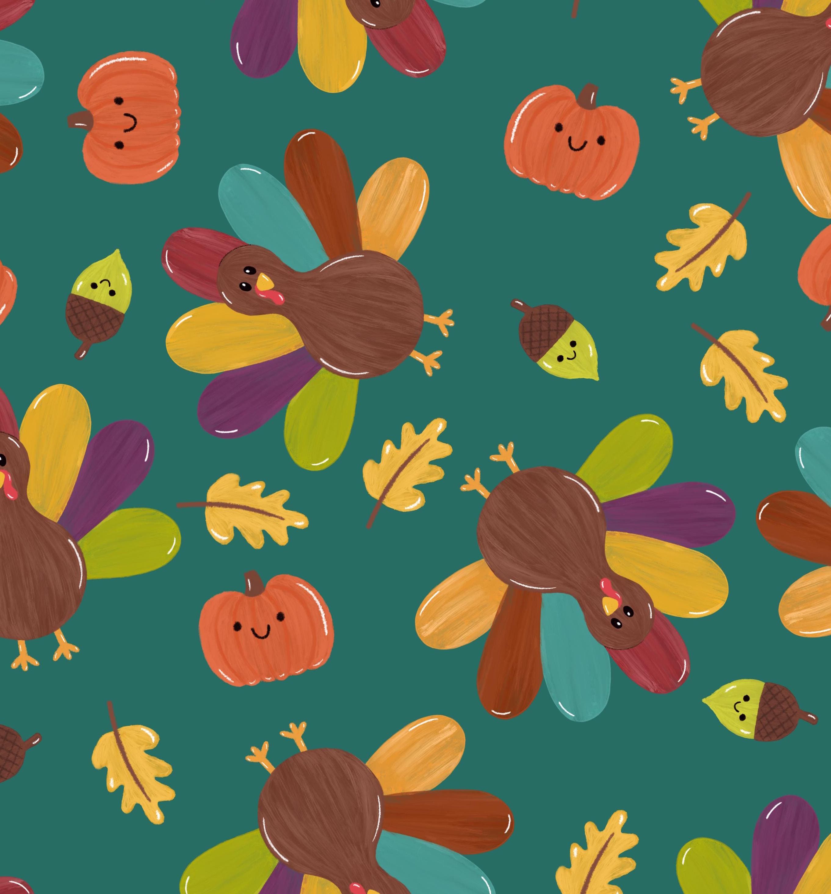 Fall Turkeys Cotton fabric - Thanksgiving- Fall- Autumn- Gobble Gobble 100% Cotton - Drewie Pie Fabrics