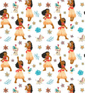 Disney Princess Moana Tropical Islands White cotton fabric 100% Cotton -continuous cuts- Licensed Fabric