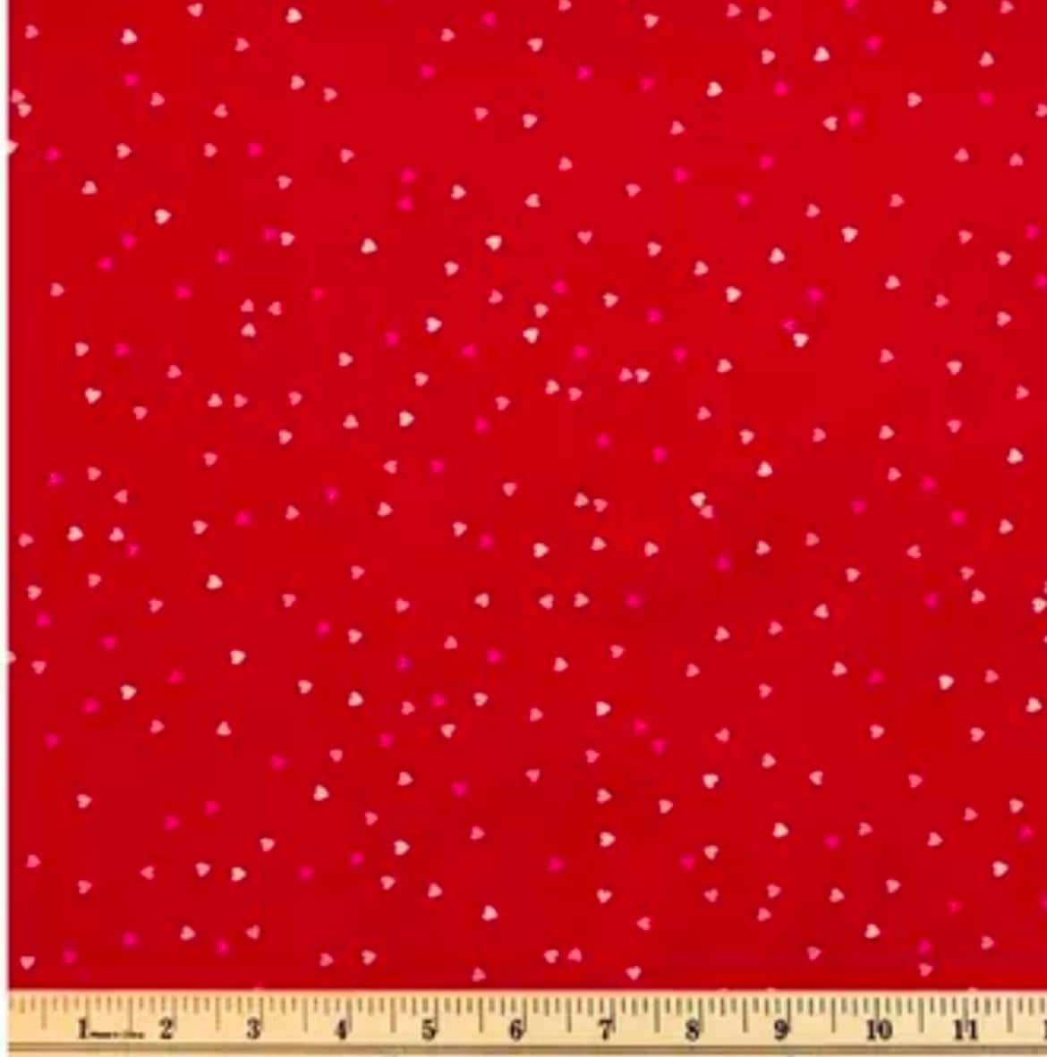 Small Hearts Hearts on Red Cotton fabric- Valentines Day- 100% Cotton