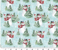 Snowman with Cardinals Susan Winget Cotton fabric- 100% Cotton - continuous cuts