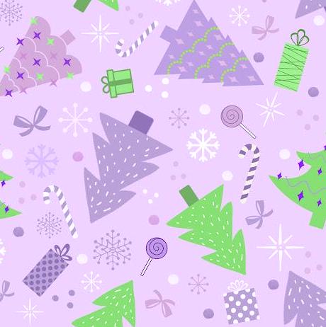 Purple Wonderland Christmas Cotton fabric -100% Cotton - Continuous Cuts