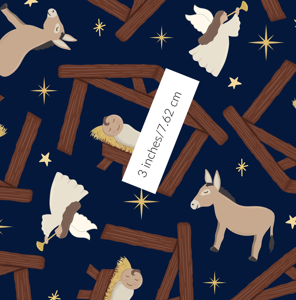 Christmas Manger Peace fabric- 100% Cotton - Continuous Cuts