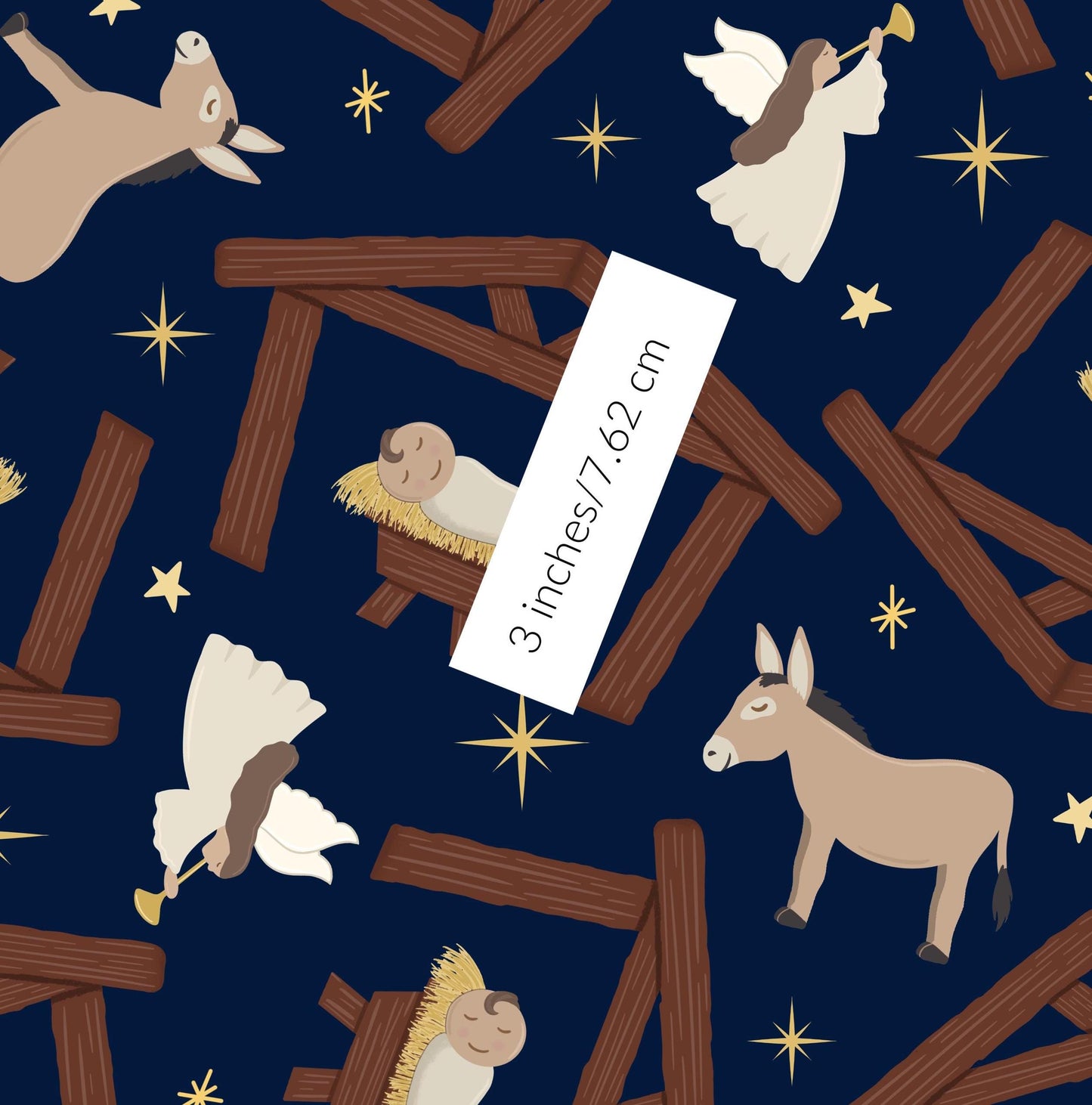 Christmas Manger Peace fabric- 100% Cotton - Continuous Cuts