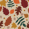 Plaid Leaf and acorns 100% Cotton Fabric Drewie Pie Fabrics- Continuous Cuts -