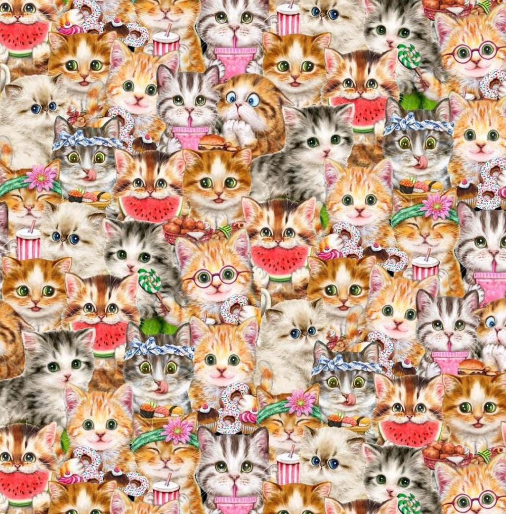 Instagram Famous Packed Cats Cotton Fabric - 100% Cotton- Continuous Cuts