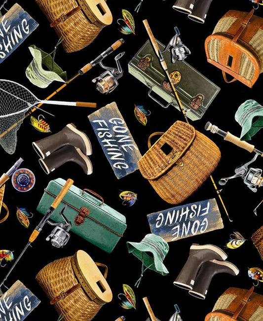 TT-Nature CD6403 Black Fishing Gear Cotton fabric- continuous cuts- fast shipping!