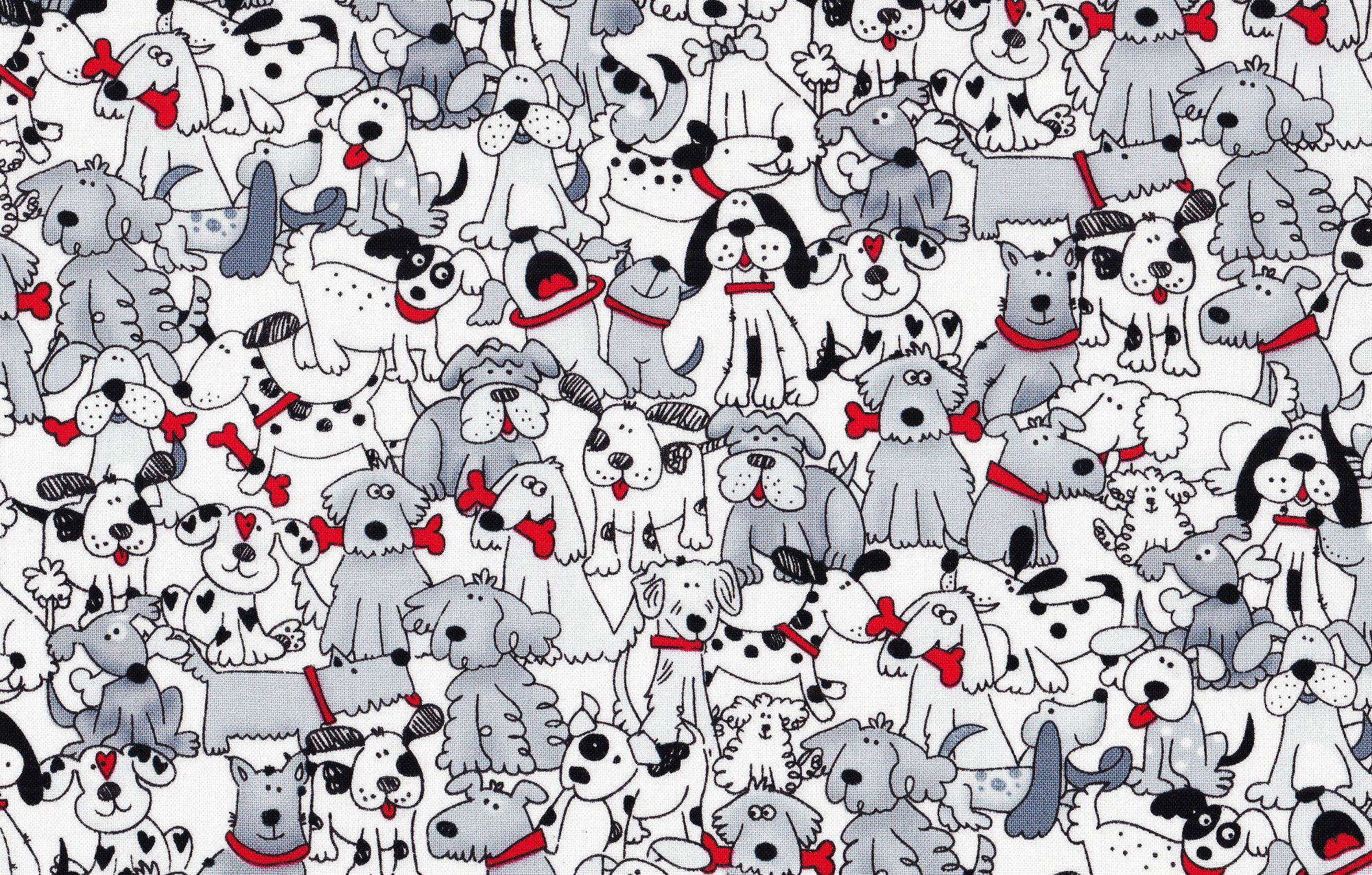 Hi Fashion Playful Pups Dogs Fabric- 100% Cotton- continuous cuts -