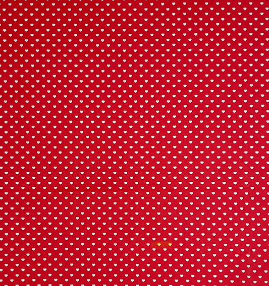 White Mini Hearts on Red Cotton fabric- Valentines Day 100% Cotton-