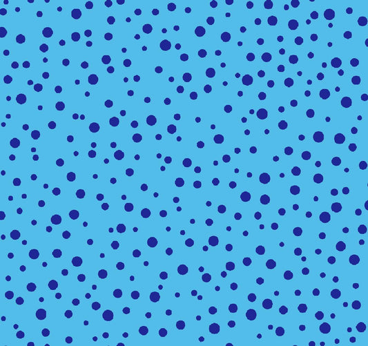 Freckle & Lollie Dotted Cotton Fabric -Blue 100% Cotton  and continuous cuts -  Blender