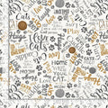 You had be at Meow Cotton Fabric- 100% Cotton- Continuous Cuts Timeless Treasures TT-Cat CD2063 Natural - Ball of Yarn and Text
