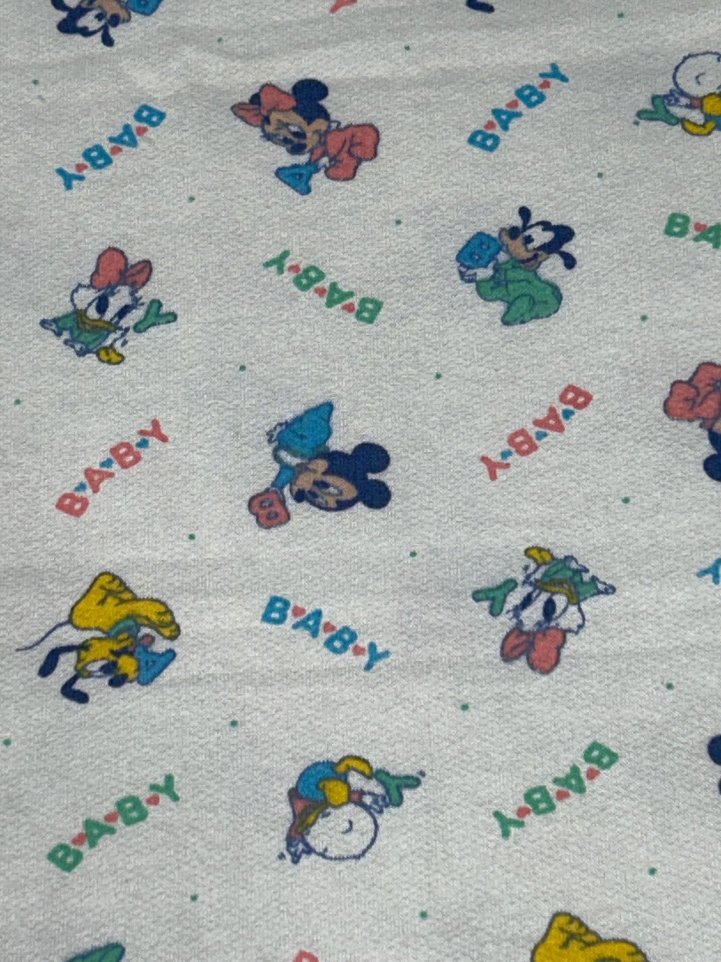 Vintage Baby Mickey Mouse Fabric- Sweatshirt material - continuous cuts Licensed Fabric