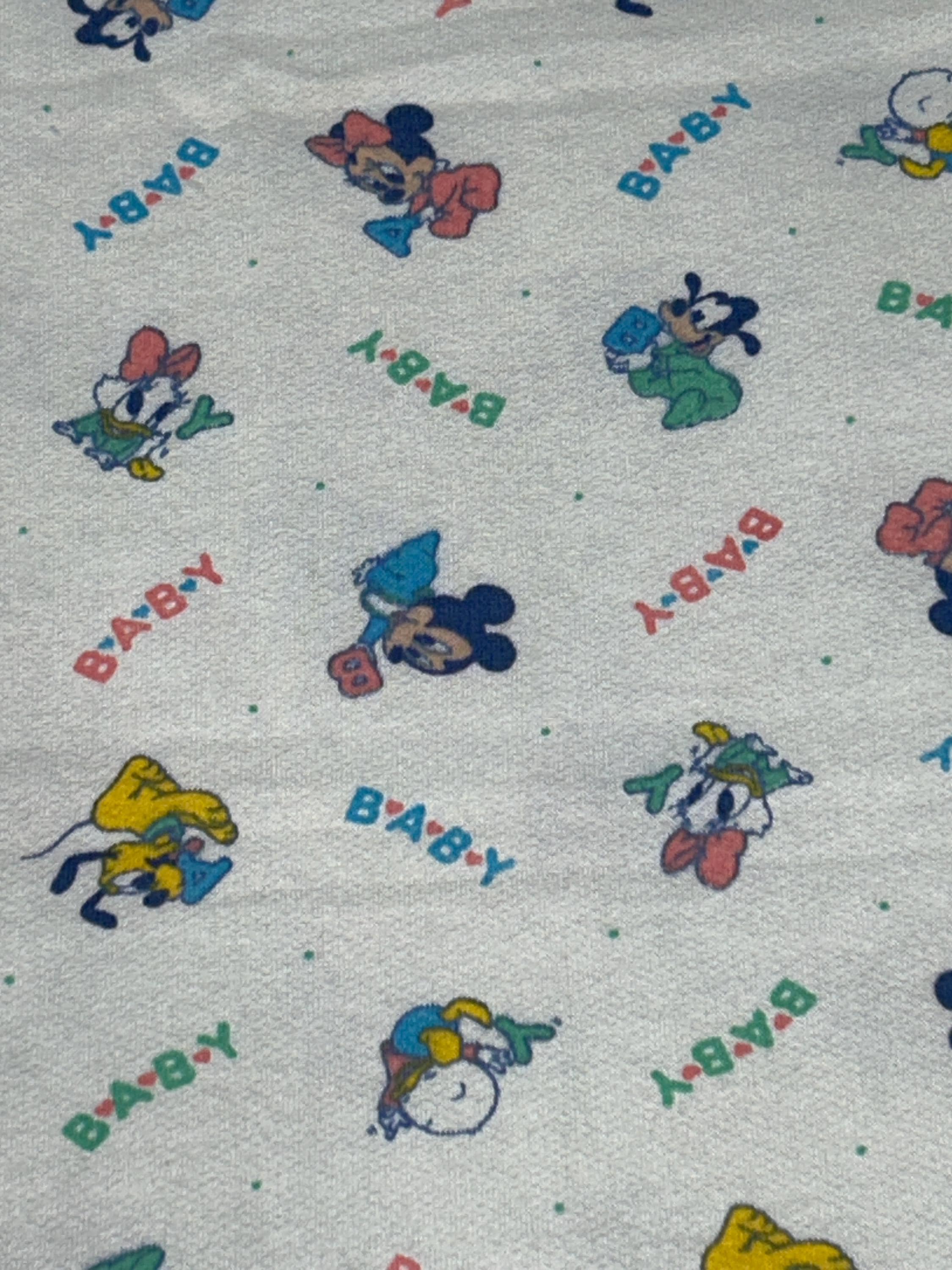 Vintage Baby Mickey Mouse Fabric- Sweatshirt material - continuous cuts Licensed Fabric