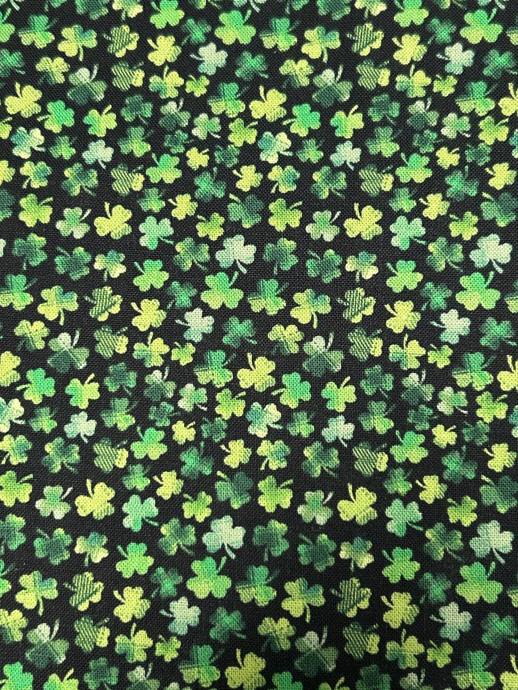 St. Patrick’s Day Mini Shamrocks on Black Cotton fabric - 100% Cotton - continuous cuts - FT-St. Patrick's Day - Shamrocks