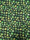 St. Patrick’s Day Mini Shamrocks on Black Cotton fabric - 100% Cotton - continuous cuts - FT-St. Patrick's Day - Shamrocks