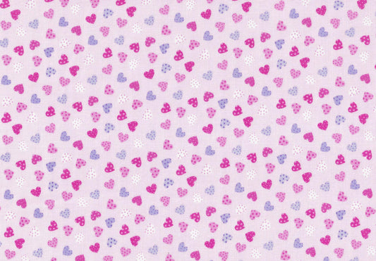 Mini Hearts on pink cotton fabric- Valentines Day - fat Quarters- 100% Cotton-