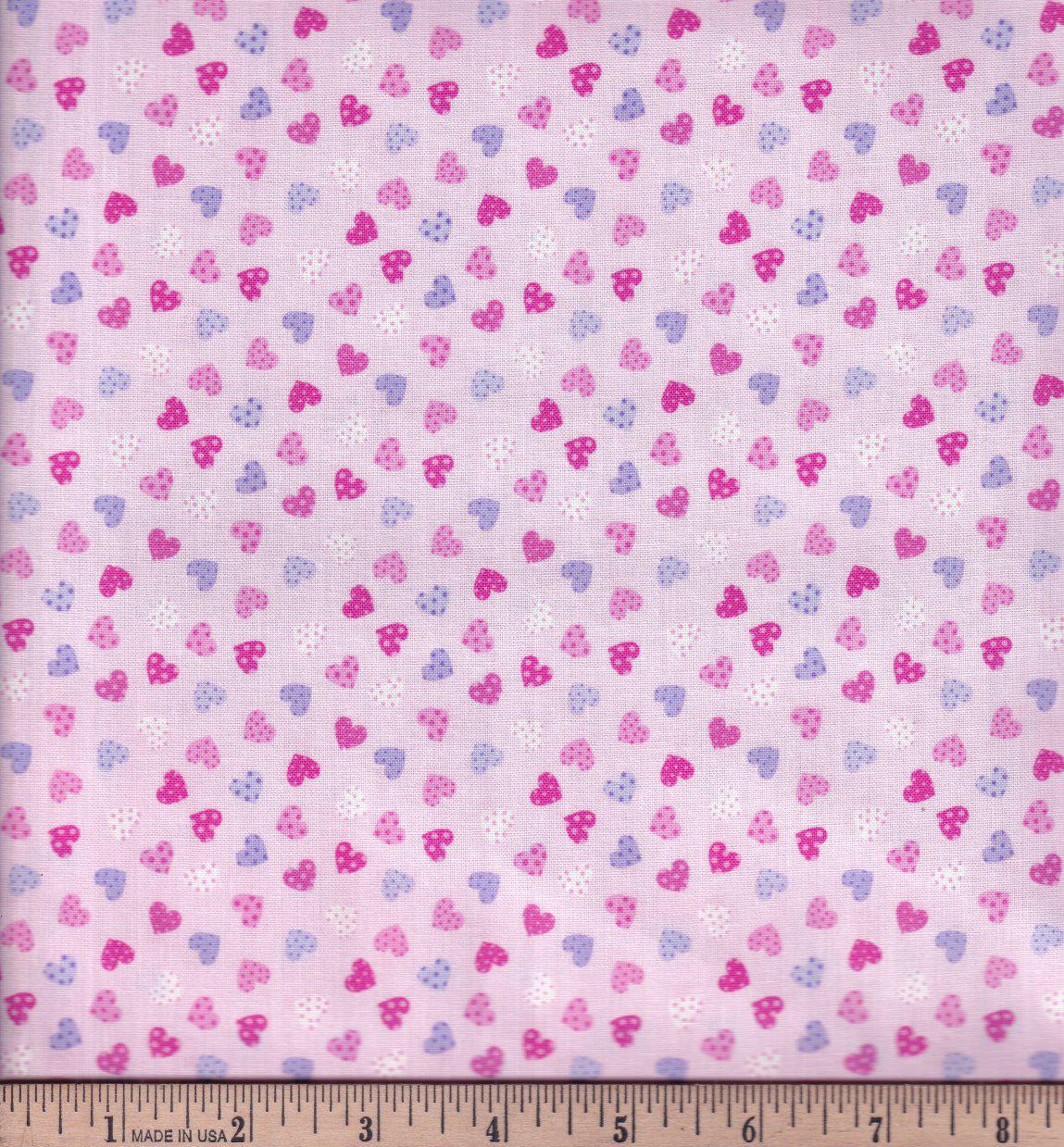 Mini Hearts on pink cotton fabric- Valentines Day - fat Quarters- 100% Cotton-