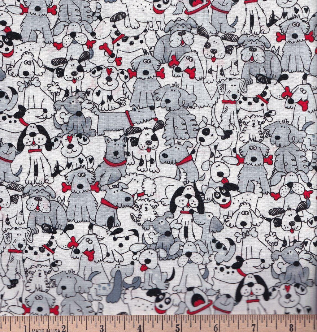 Hi Fashion Playful Pups Dogs Fabric- 100% Cotton- continuous cuts -
