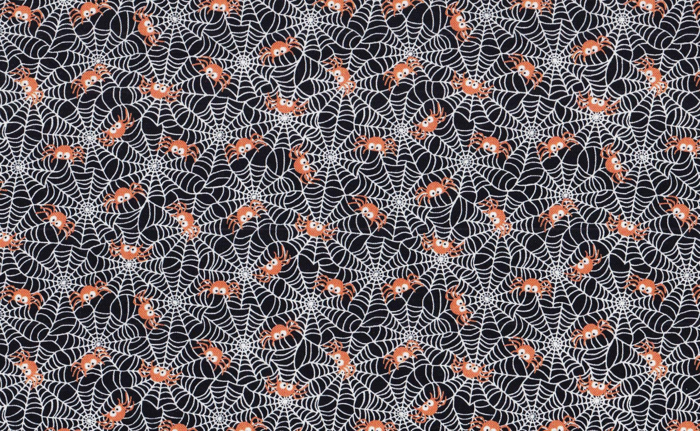 Spiderwebs Cotton Halloween Fabric - 100% Cotton - Continuous cuts  HF-Halloween CD2275 Black - Lil Spiders & Webs