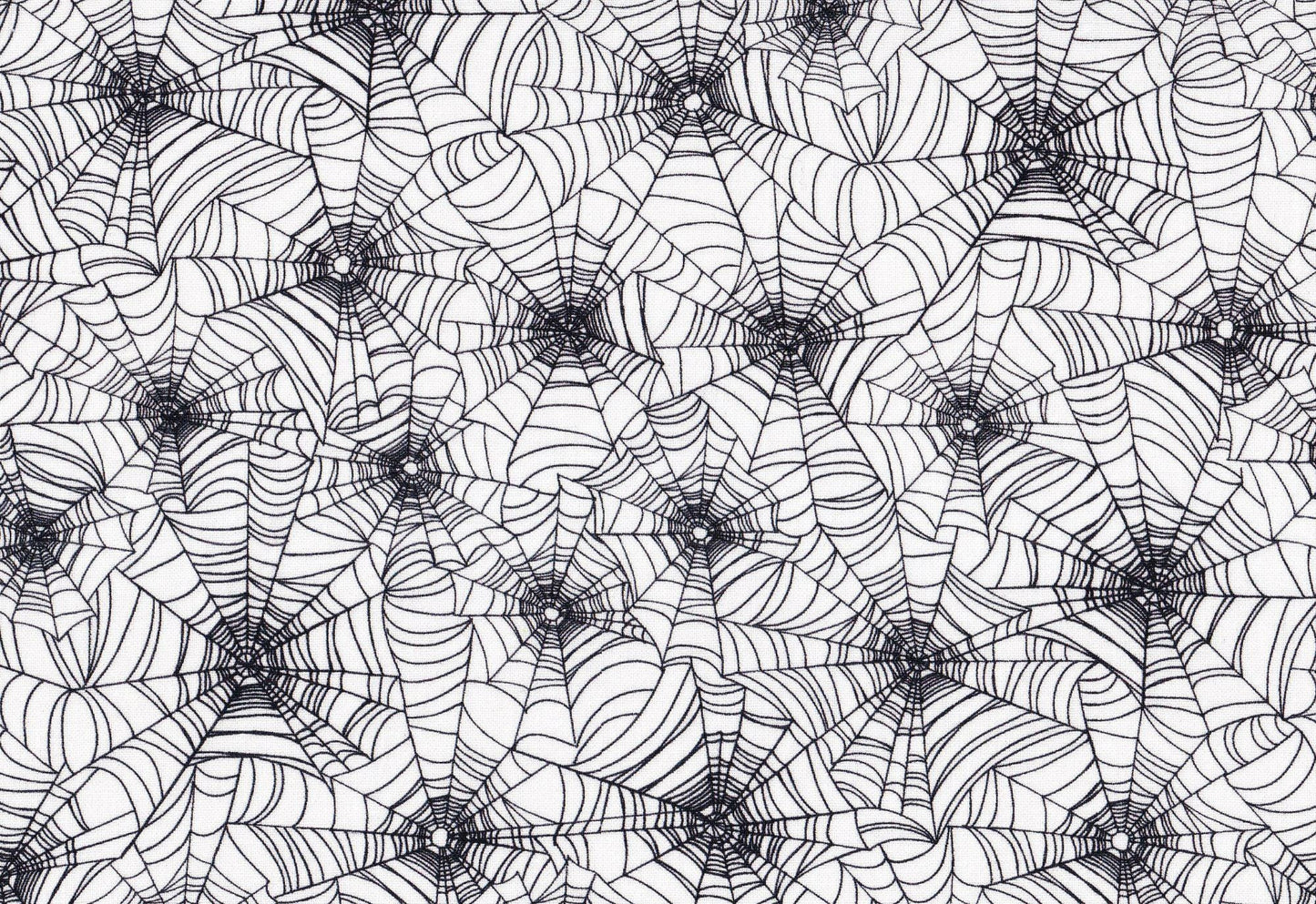 Spiderwebs on White Halloween Fabric - 100% Cotton - Continuous cuts  HF-Halloween CD7786 White - Black Webs on White