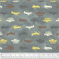 Up Up and Awoof Airplane Fabric - 100% Cotton -Fog- Sky - Plane - Flight - Boy - Clouds Gray -Continuous Cuts Planes, Trains, Trucks