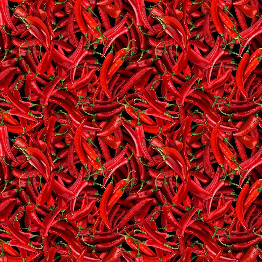 Hot Chili Pepper 100% Cotton Fabric Continuous cuts WEST-CD3347 - Timeless Treasures Food