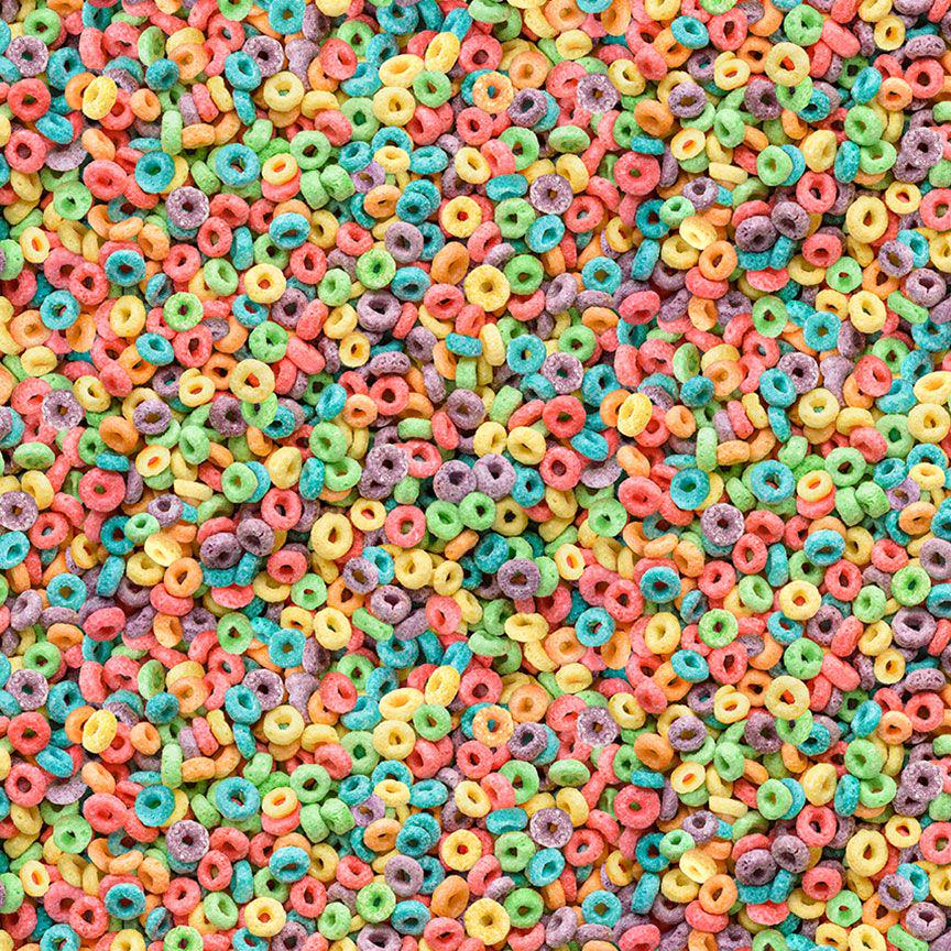 Fruity Cereal Novelty 100% Cotton fabric - TT-Food CD2997 Multi - Fruity Cereal