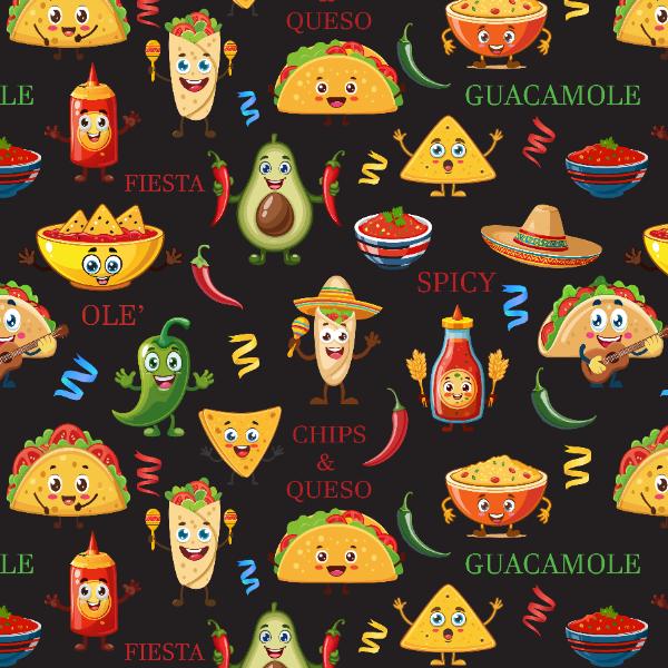 Taco Party Cotton Fabric - continuous cuts - 100% Cotton - Drewie Pie Fabrics