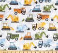 Construction Calico 100% Cotton Fabric - Ready Set Go! Planes, Trains, Trucks