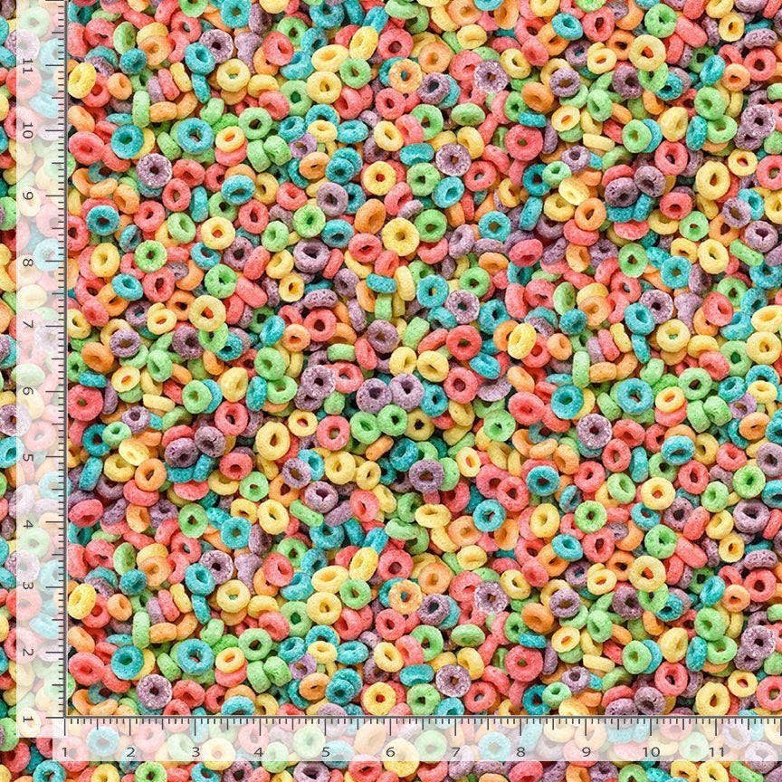Fruity Cereal Novelty 100% Cotton fabric - TT-Food CD2997 Multi - Fruity Cereal