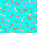 Pampered Paws - Dog Bones Fabric - 100% Cotton Continuous cuts - FLOFLPP-D143-E Freckle + Lollie