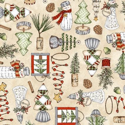 Homemade Decorations Christmas Cotton Fabric MAS10551-E Homemade Holidays -Maywood Studios