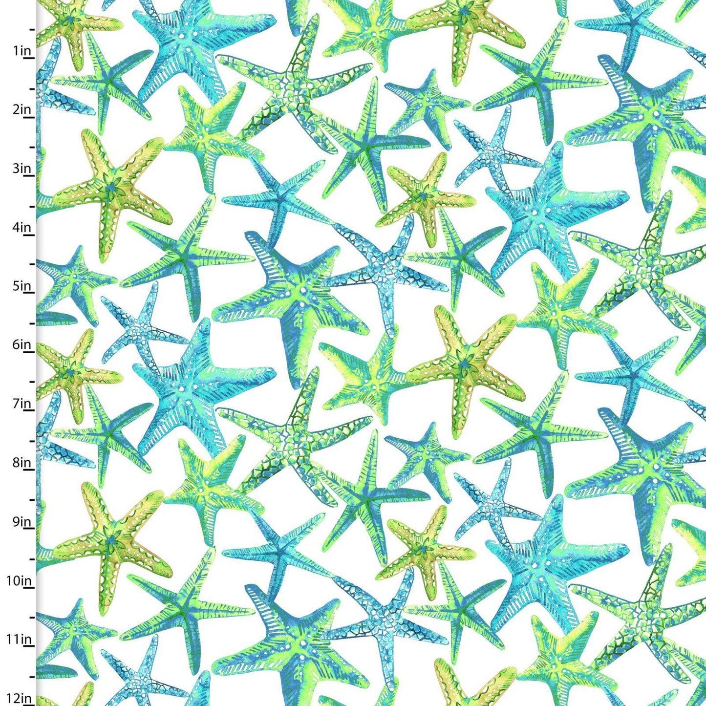 Starfish Toss 100% Cotton Fabric - W-Sandsational 22931 White - Starfish Toss
