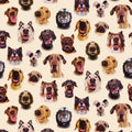 ES-Follow Your Nose 41003 Cream - Dog Faces -continuous cuts- 100% Cotton -