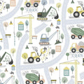 Dig it Contstruction Fabric 100% Cotton DS-Dig It - Stella D2980 White - Dig It