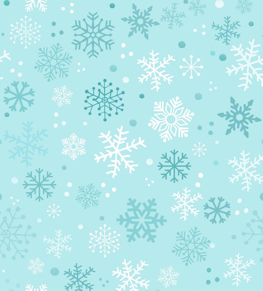 Teal Snowflakes Wonderland Christmas Cotton fabric- 100% Cotton - Continuous Cuts