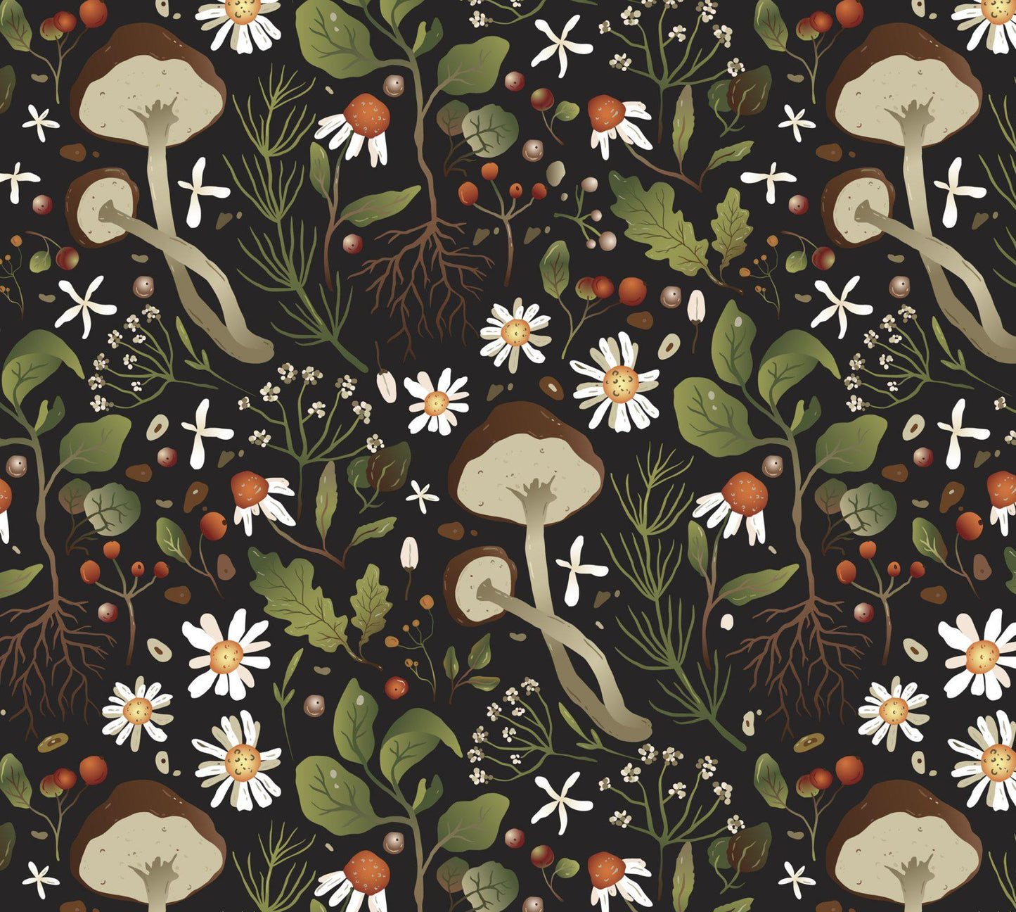 DT-Potpourri of Novelty DX-4210-4C-1 Woodland Mushrooms 100% Cotton Fabric